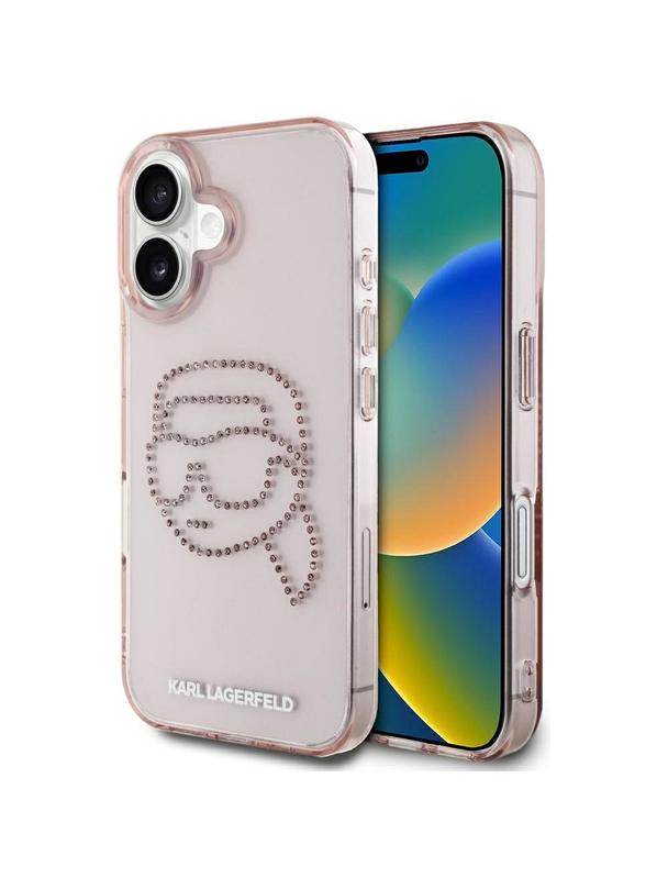 KARL LAGERFELD futerał do IPHONE 16 KLHCP16SHKHDCELP (IML Rhinestones S K Head) różowy