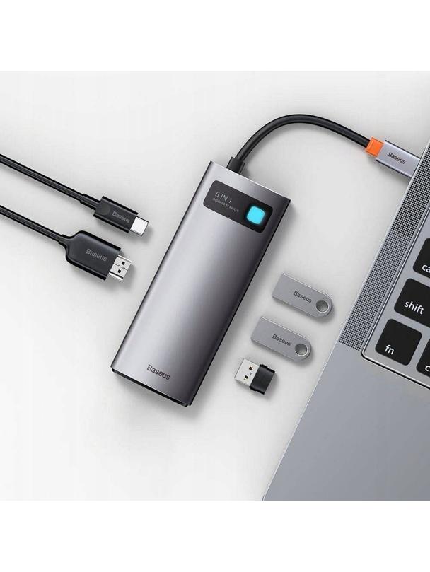 BASEUS adapter HUB 5w1 Typ C WKWG020013 0,15 m szary