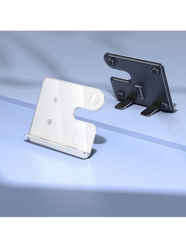 Ładowarka indukcyjna Hoco 3w1 15W zgodna z MagSafe i Apple Watch 15W CQ19 srebrna