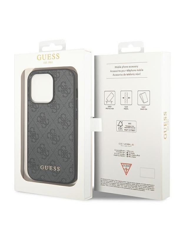 GUESS futerał do IPHONE 14 Pro GUHCP14LG4GFGR (4G Gold Logo) szary
