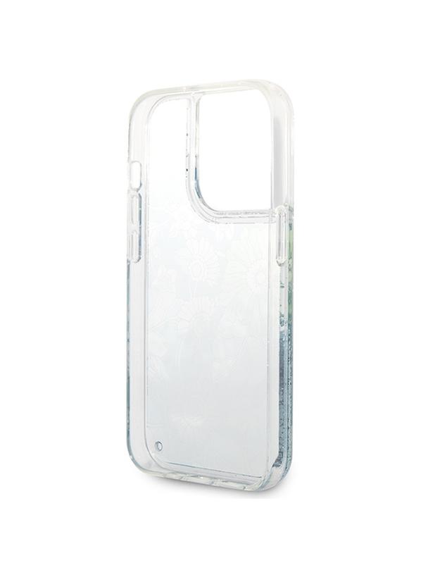 GUESS futerał do IPHONE 14 Pro GUHCP14LLFLSN (Liqide Glitter Flower) zielony