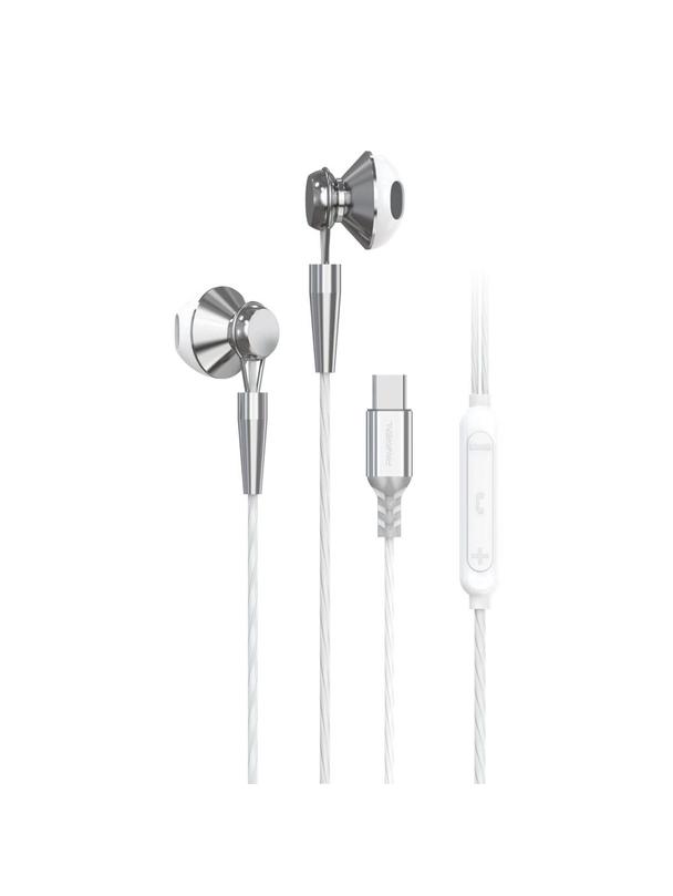 PAVAREAL słuchawki przewodowe Typ C z mikrofonem PA-M10C białe [DAC]