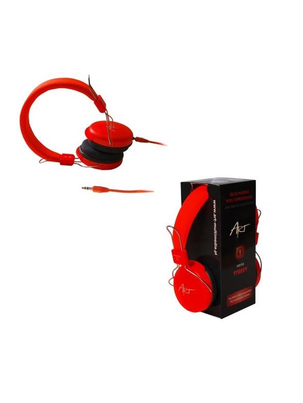 Słuchawki przewodowe nauszne Jack 3,5 mm Art z mikrofonem AP-60A pomarańczowe