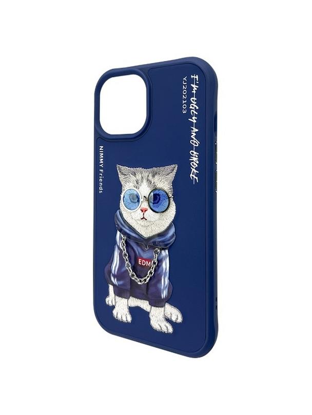 NIMMY futerał GLASSES COOL CAT do IPHONE 15 niebieski