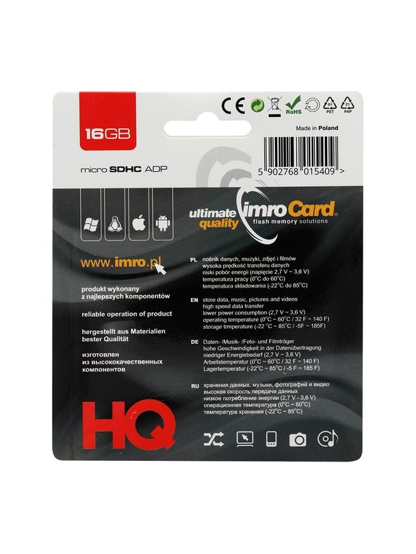IMRO karta pamięci microSD 16GB z adapterem SD