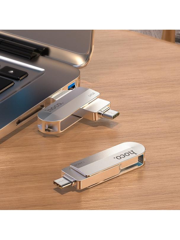 Pendrive 64GB USB 3.0 (USB A + USB C) Hoco UD10 srebrny