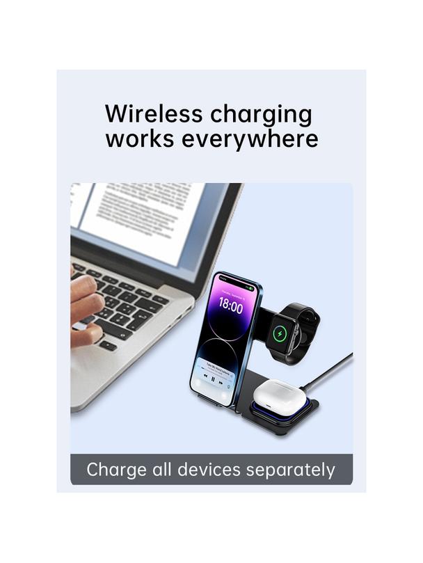 VEGER ładowarka indukcyjna 3w1 Qi 20W Y9 szara