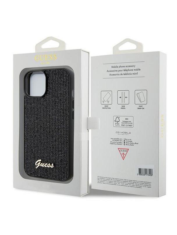 GUESS futerał do IPHONE 15 GUHCP15SPMSDGSK (Disco Script Metal) czarny