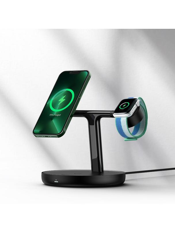 BASEUS ładowarka indukcyjna 3w1 kompatybilna z MagSafe 15W WXTE000101 czarna