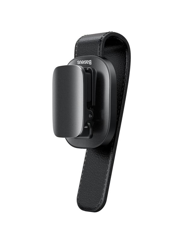 BASEUS uchwyt samochodowy na okulary klips skórzany Platinium Vehicle czarny ACYJN-B01