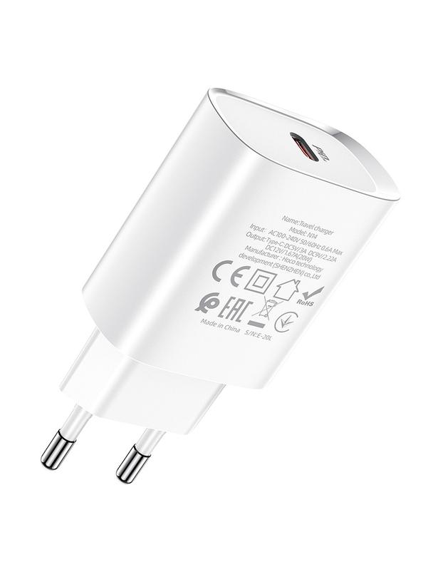 Ładowarka sieciowa do telefonu Hoco USB C PD 20W N14 biała