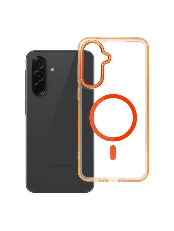 Futerał FRAME CLEAR HYBRID MAG COVER kompatybilny z MagSafe do SAMSUNG A36 pomarańczowy