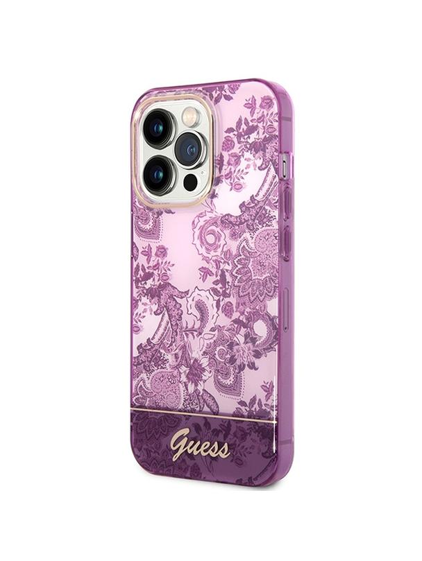 GUESS futerał do IPHONE 14 Pro GUHCP14LHGPLHF (IML Electro Cam TDJ) fuksja