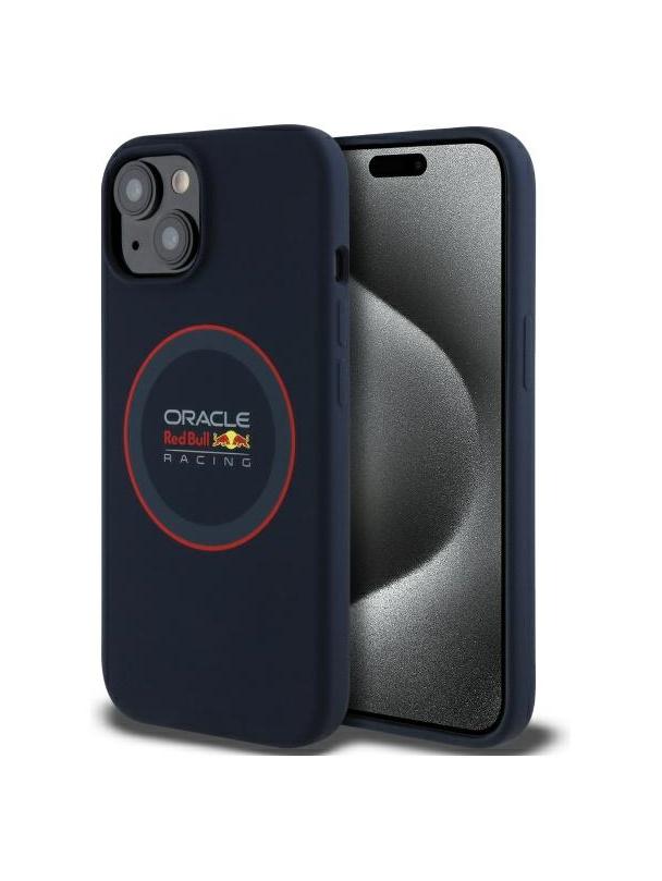 RED BULL futerał do IPHONE 15 kompatybilny z MagSafe RBHMP15S24SIILVR (Silicone red Ring) navy