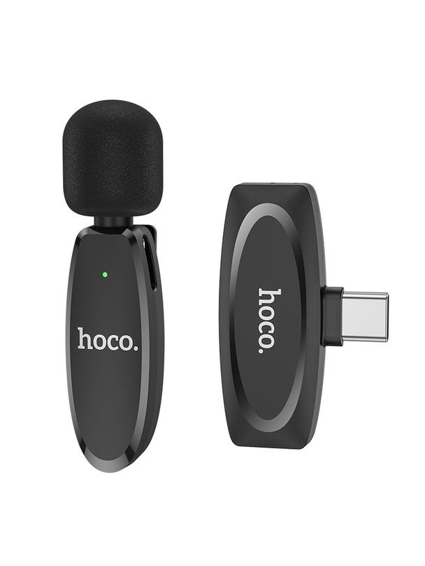 Mikrofon krawatowy bezprzewodowy USB C Hoco L15 czarny