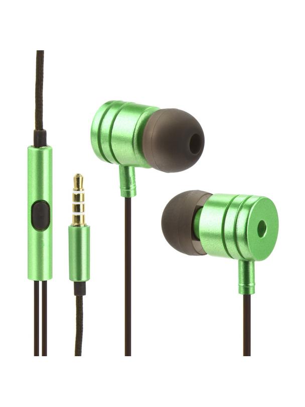 Słuchawki przewodowe Jack 3,5 mm z mikrofonem MI metal box limonka