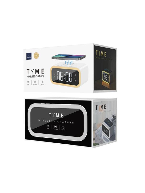 WiWU - Ładowarka bezprzewodowa z zegarem cyfrowym, budzikiem i podświetleniem nocnym Wi-W015