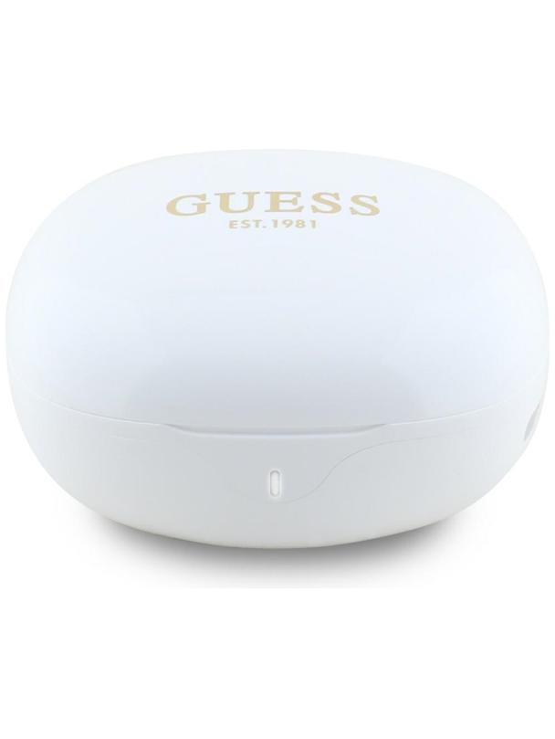 Słuchawki bezprzewodowe douszne Guess TWS Flat Classic Logo Electroplated białe
