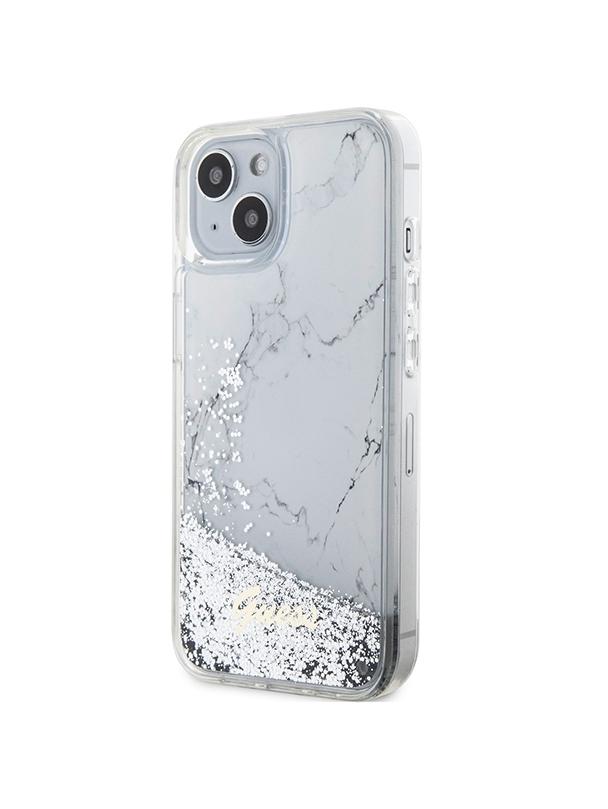 GUESS futerał do IPHONE 13 / 14 / 15 GUHCP14SLCSGSGH (Liquid Glitter Marble) biały