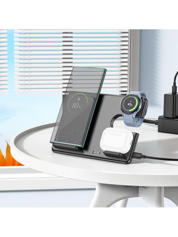 Ładowarka indukcyjna Hoco 3w1 15W kompatybilna z Samsung Watch CQ2 czarna