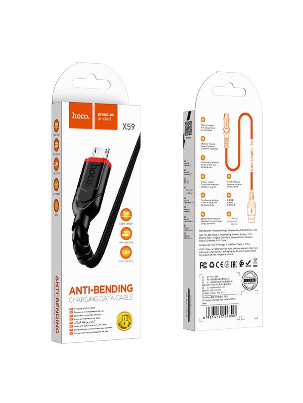 Kabel USB A do Micro USB Hoco 2,4A 3 m X59 czarny