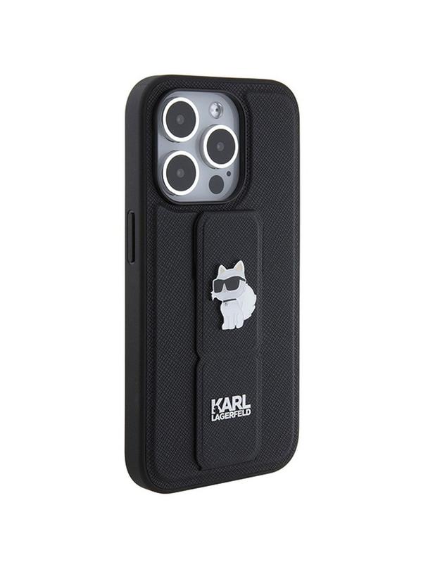 KARL LAGERFELD futerał do IPHONE 14 Pro Max KLHCP14XGSACHPK (Gripstand Saffiano choupette PIN) czarny