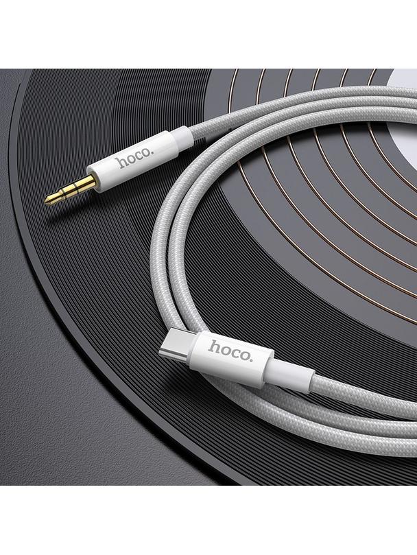 Kabel AUX Jack 3,5 mm do USB C Hoco 1 m UPA19 srebrny