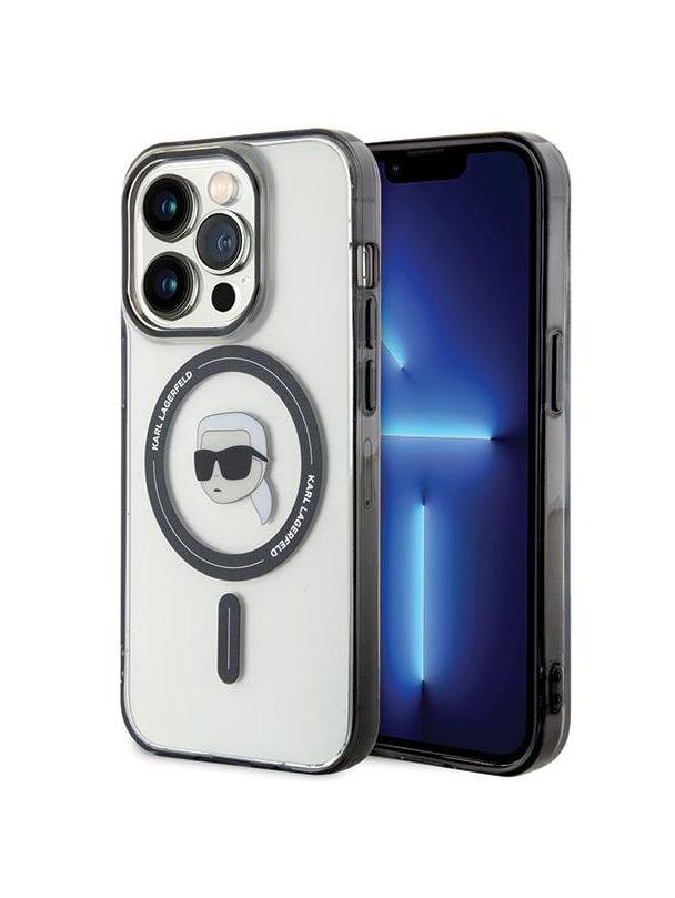 KARL LAGERFELD futerał do IPHONE 15 Pro KLHMP15LHKHNOTK (Karl Head + MAG) transparentny
