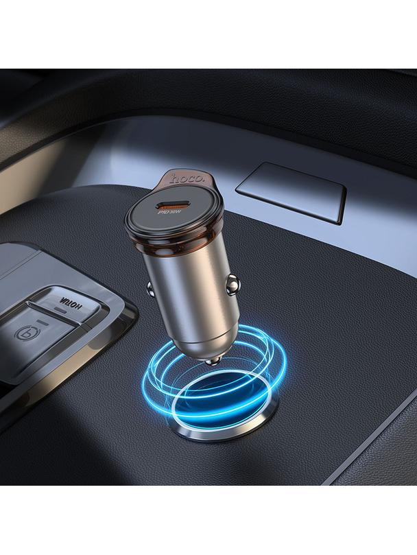 Ładowarka samochodowa Hoco USB C QC PD 30W NZ16 szara