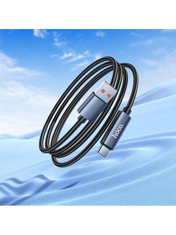 Kabel USB A do USB C Hoco 5A z wyświetlaczem 1 m X112 czarny