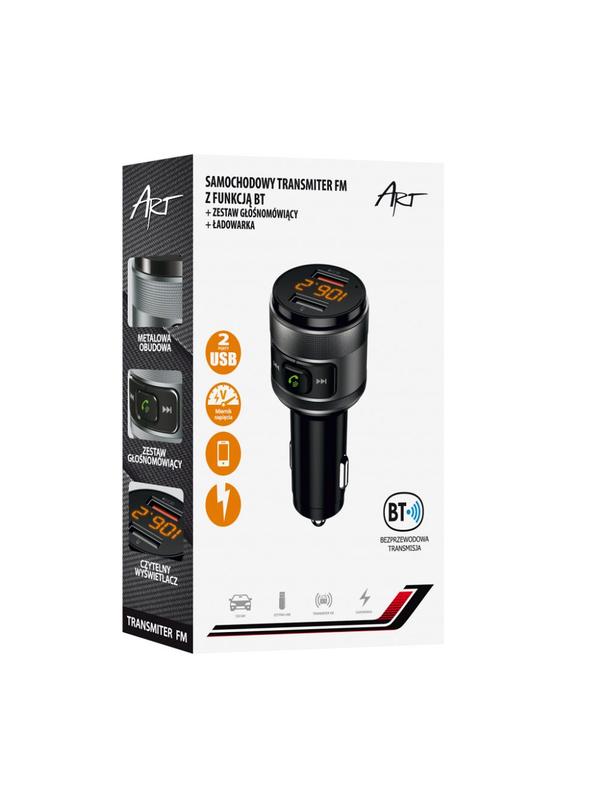 ART transmiter FM bluetooth 5.0 + 2 x USB A QC3.0 FM-57 czarny