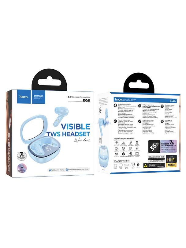 Słuchawki bezprzewodowe douszne Hoco TWS EQ6 niebieskie