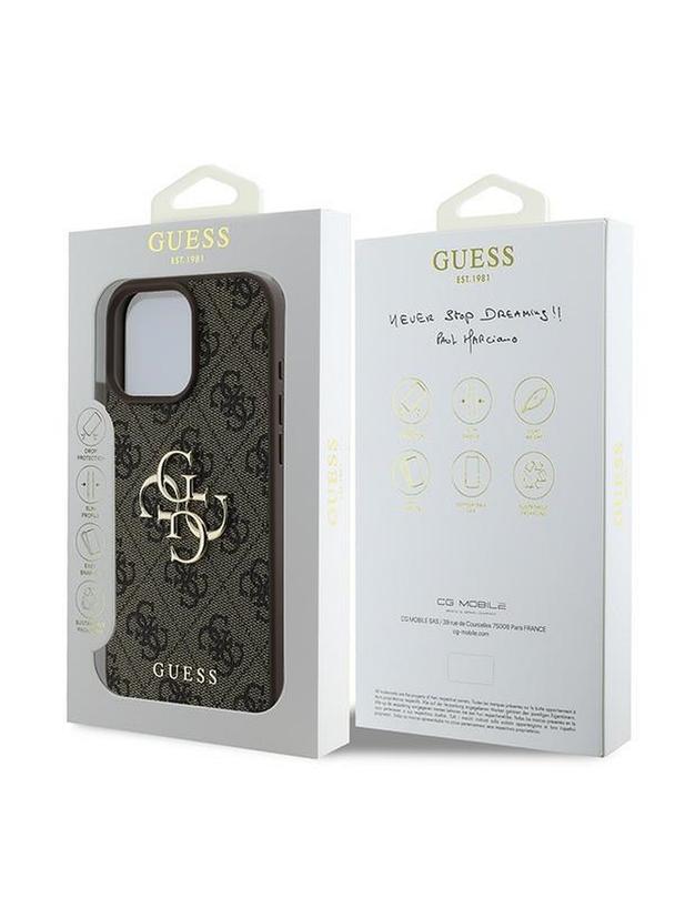 GUESS futerał do IPHONE 16 Pro GUHCP16L4GMGBR (4G PU Big Logo) brązowy