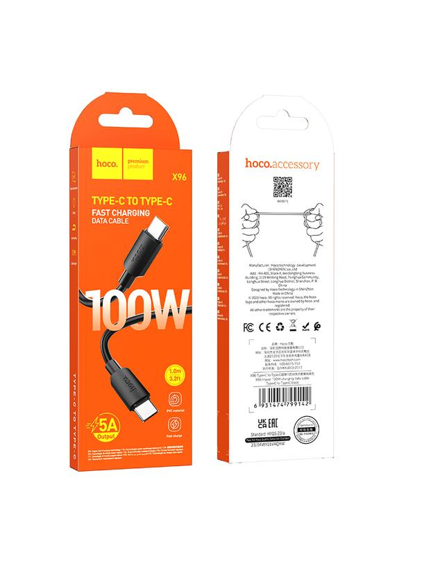 Kabel USB C do USB C Hoco PD 6A 100W 1 m X96 czarny