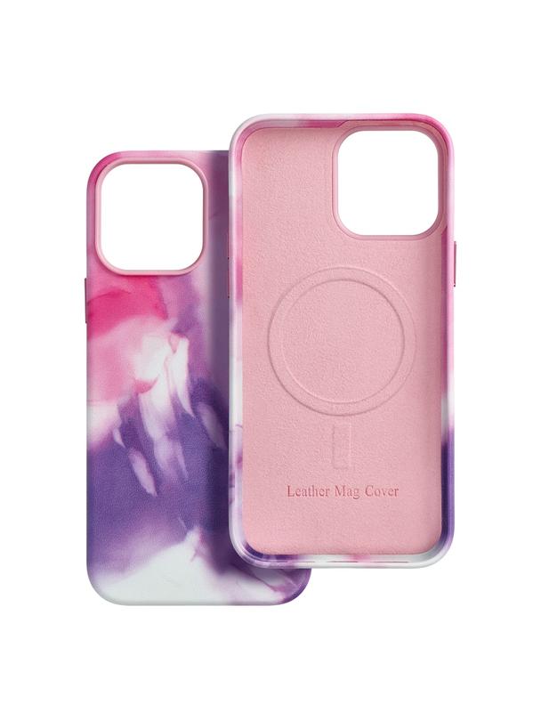 Futerał LEATHER MAG COVER kompatybilny z MagSafe do IPHONE 13 Pro Max purple splash