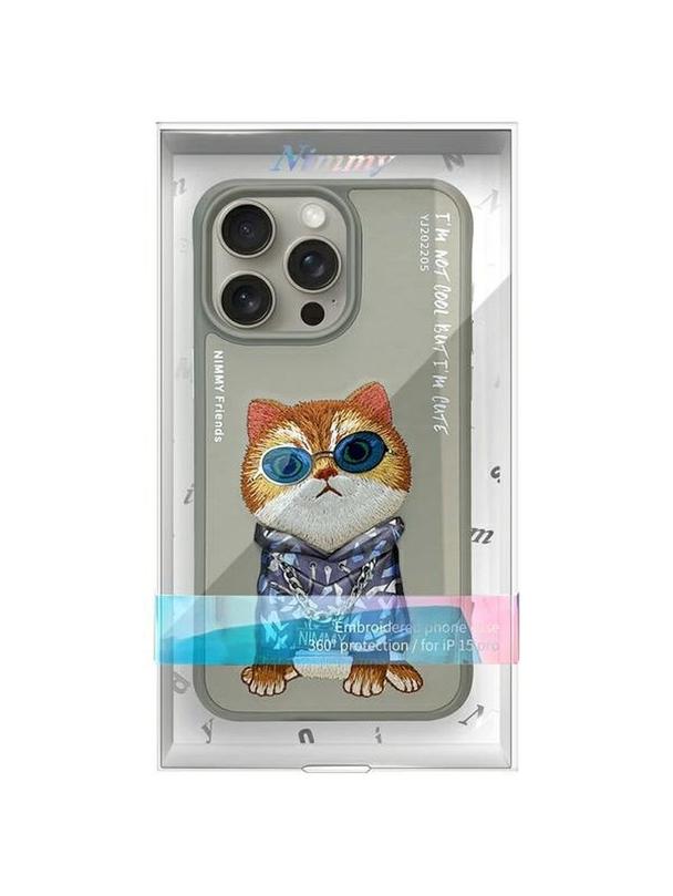 NIMMY futerał GLASSES COOL CAT do IPHONE 15 Pro Max szary