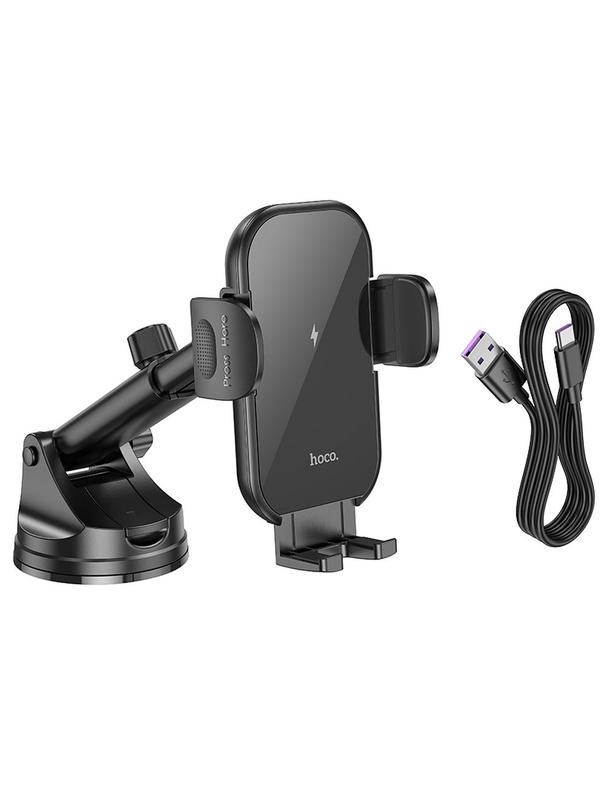 Uchwyt na telefon do samochodu indukcyjny Hoco 15 W do szyby / deski HW5 czarny