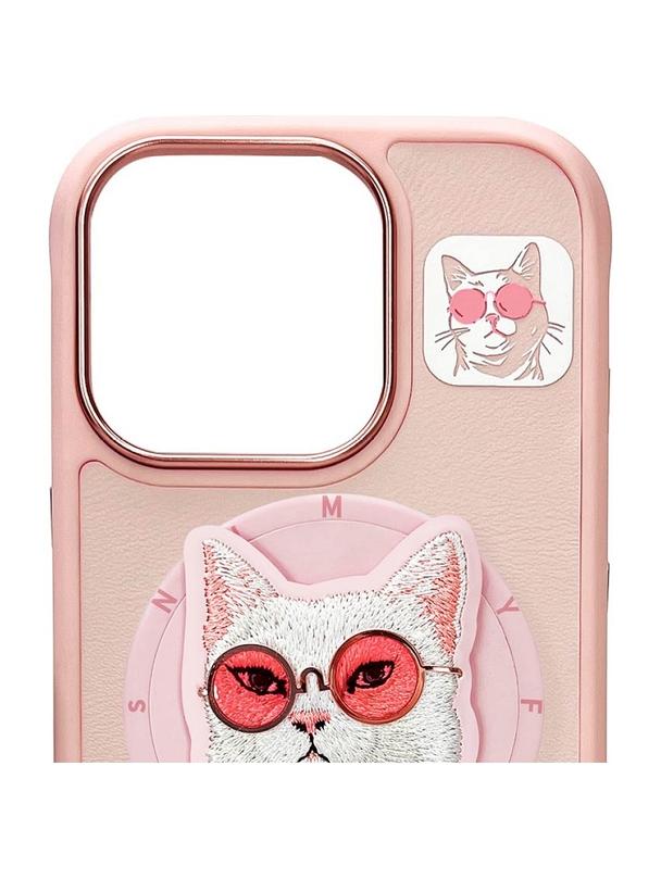 NIMMY futerał GLASSES COOL CAT kompatybilny z MagSafe do IPHONE 16 Pro różowy