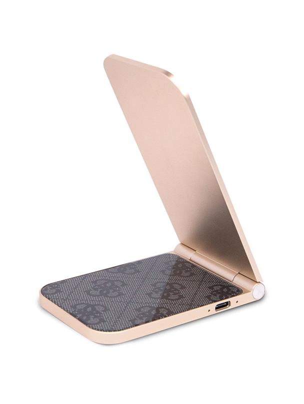 Ładowarka indukcyjna 2w1 Guess zgodna z MagSafe 15W składana GUDCFAL4PEGK złota