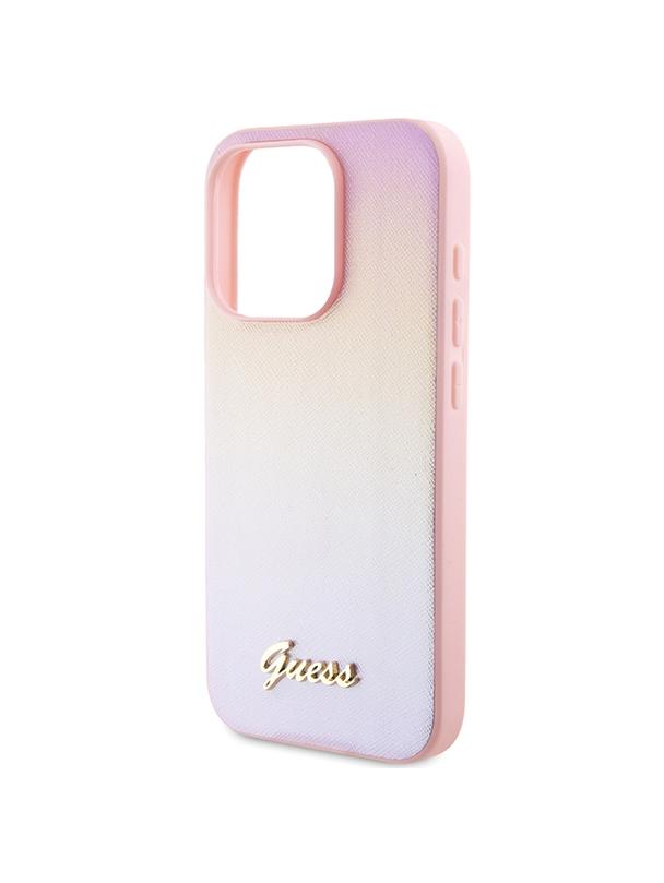 GUESS futerał do IPHONE 14 Pro GUHCP14LPSAIRSP (Saffiano Iridescent Script) pink