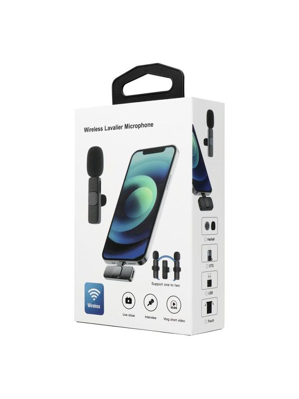 Mikrofon krawatowy bezprzewodowy Lightning podwójny (2 w zestawie) K1 czarny