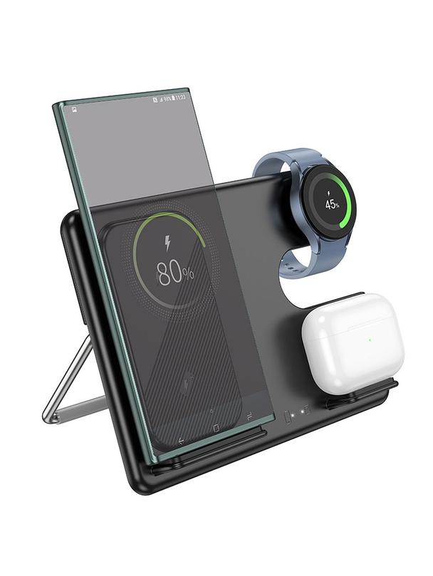 Ładowarka indukcyjna Hoco 3w1 15W kompatybilna z Samsung Watch CQ2 czarna