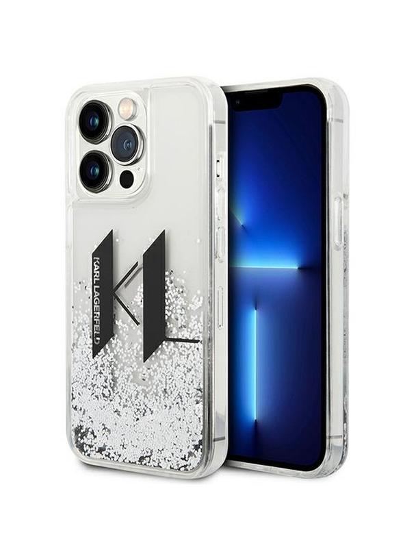 KARL LAGERFELD futerał do IPHONE 14 Pro KLHCP14LLBKLCS (Liguid Glitter Big KL Logo) srebrny