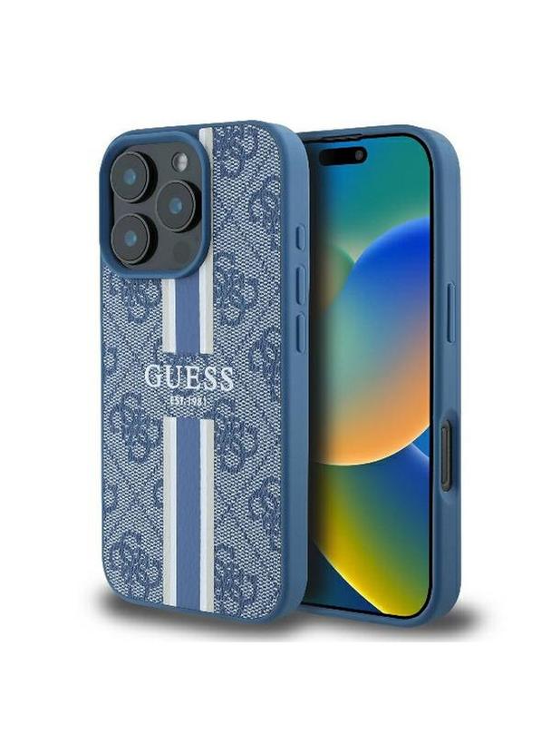 GUESS futerał do IPHONE 16 Pro kompatybilny z MagSafe GUHMP16LP4RPSB (4G Printed Stripes) niebieski