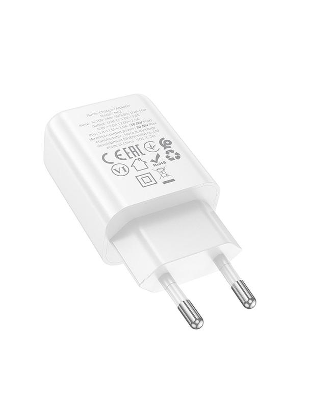 Ładowarka sieciowa do telefonu Hoco USB C QC PD 30W N62 biała