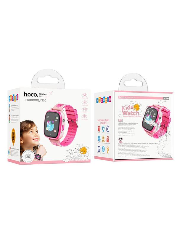 Smartwatch dla dzieci Hoco 1,44" 2G z funkcją rozmowy Y100 różowy