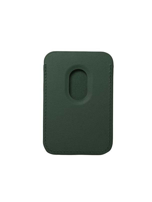 Portfel magnetyczny na karty LEATHER MAG WALLET kompatybilny z MagSafe  ciemny zielony