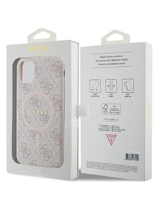 GUESS futerał do IPHONE 11 kompatybliny z MagSafe GUHMN61G4GFRP (4G Ring classic logo) różowy