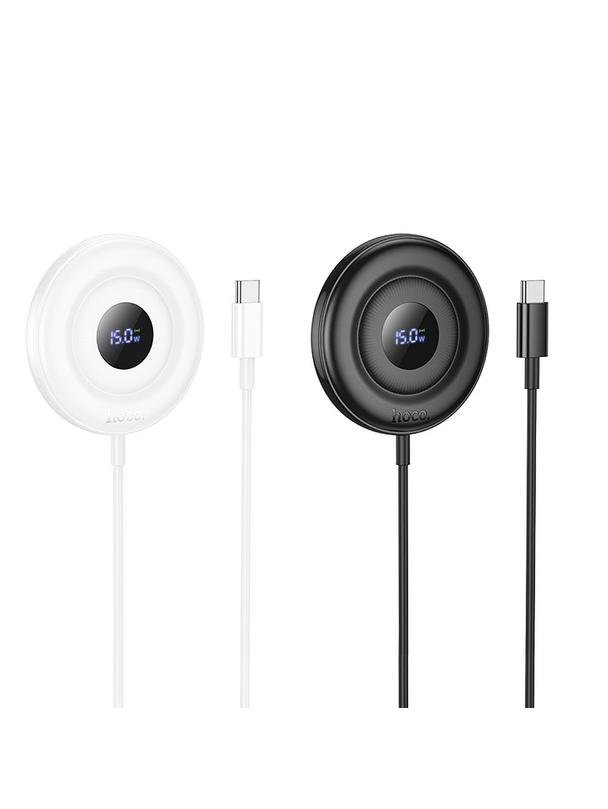 Ładowarka indukcyjna Hoco 2A 15W zgodna z MagSafe z wyświetlaczem CW61 biała