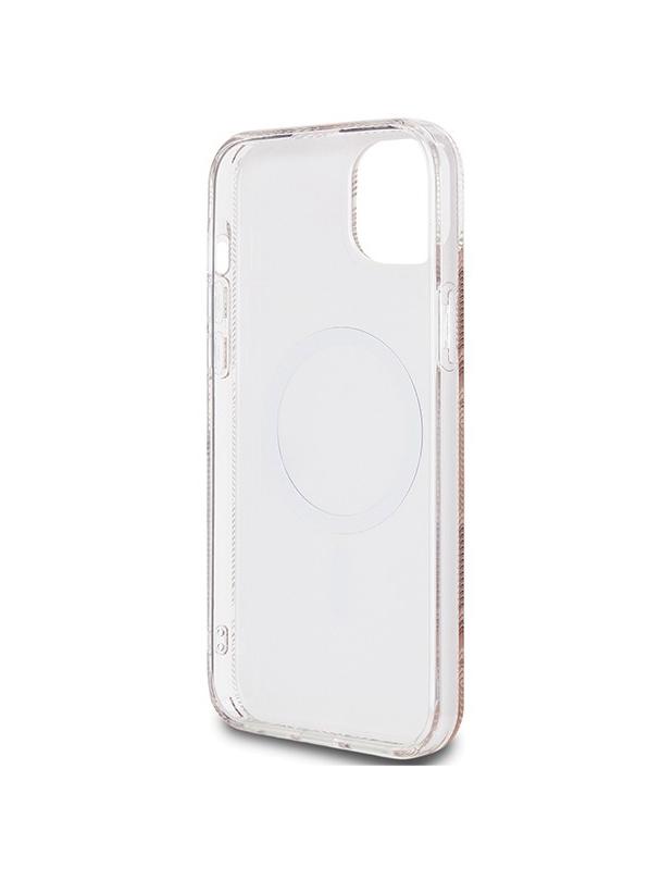GUESS futerał do IPHONE 15 kompatybilny z MagSafe GUHMP15SHGCUSTGW (IML GCUBE) brązowy